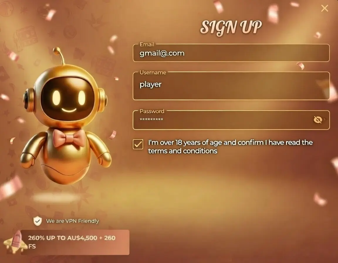 sign up at casino Vegazone